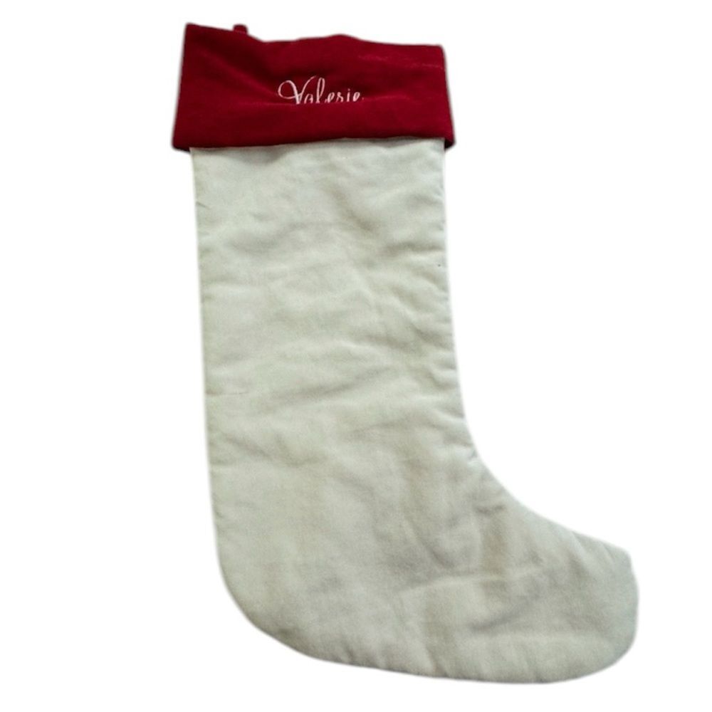 Valerie Pottery Barn Red Velvet Large Holiday Christmas Stocking Monogrammed NEW